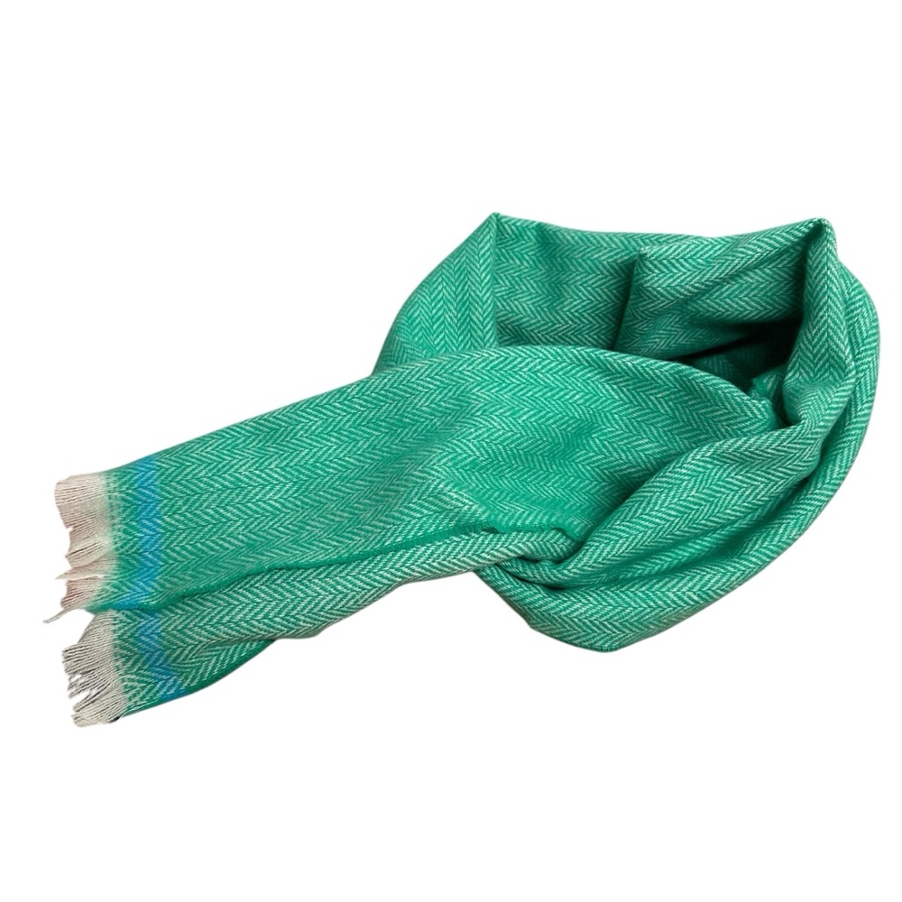 Foxford Green Herringbone Soft and Cozy Wool  Scarf